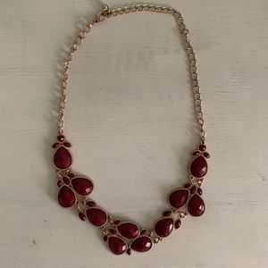 Gold and maroon statement necklace